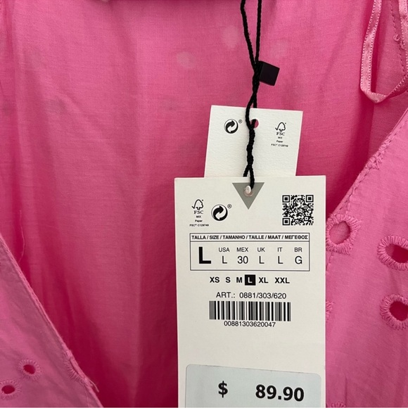 ZARA PINK DRESS SIZE LARGE - Picture 5 of 6